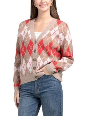 RE/DONE Wool Blend Argyle Cardigan